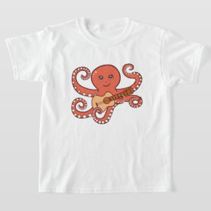 Schattige octopus spelen akoestische gitaar Cartoo T-shirt