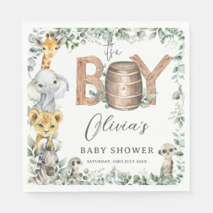 Schattige Oerwoud Animals Greenery Boy Baby shower Servet
