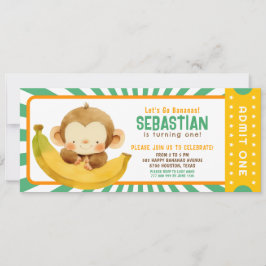 Schattige Oerwoud Banana Monkey Kids Verjaardagska Kaart