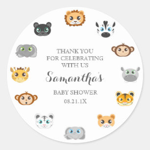 Schattige Oerwoud Dier Thema Baby shower Dank u Ronde Sticker