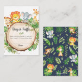 Schattige Oerwoud Dieren Baby shower Luier Raffle Informatiekaartje (Voorkant / Achterkant)