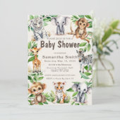 Schattige Oerwoud Dieren Groen Baby Shover Kaart (Staand voorkant)