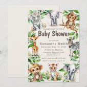 Schattige Oerwoud Dieren Groen Baby Shover Kaart (Voorkant / Achterkant)