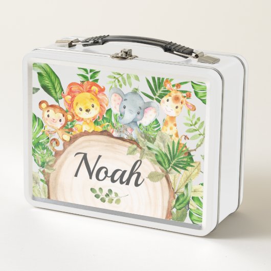 Schattige Oerwoud Dieren Safari Leeuw Olifant Monk (Voorkant)