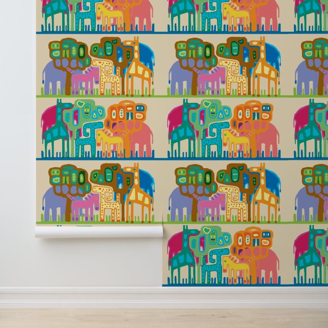 Schattige oerwoud dieren Wallpaper Behang (Applicatie)