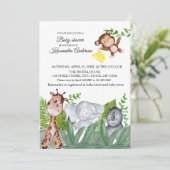 Schattige Oerwoud Dierlijk Baby shower Kaart (Staand voorkant)