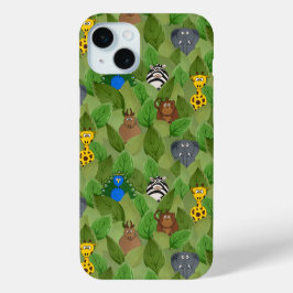 Schattige Oerwoud dierpatroon iPhone 15 Mini Hoesje