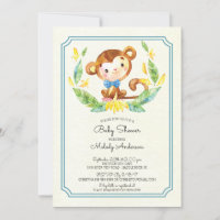 Schattige Oerwoud Monkey Boys Baby shower Uitnodig