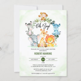 Schattige Oerwoud Safari Animals Oh Boy Baby showe Kaart