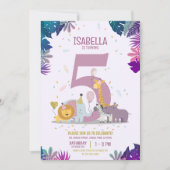 Schattige Oerwoud Safari Dieren Meisjes Verjaardag Kaart (Voorkant)