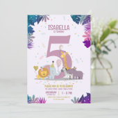 Schattige Oerwoud Safari Dieren Meisjes Verjaardag Kaart (Staand voorkant)