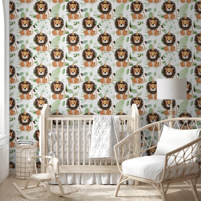 Schattige Oerwoud Safari Lion Pattern Kinder kinde Behang (Kinderen)