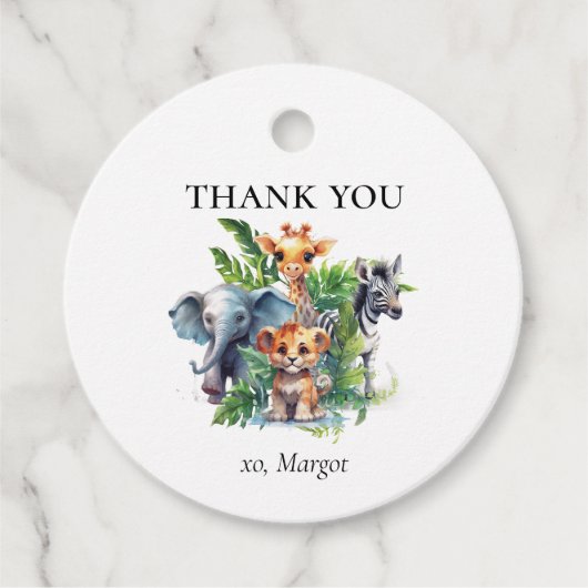 Schattige Oerwoud Safari Tropical Animals Baby sho Bedankjes Labels (Voorkant)