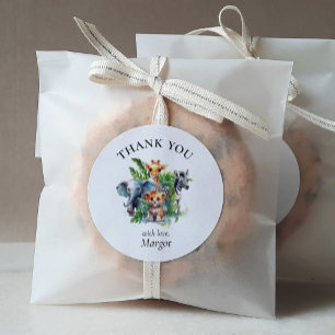 Schattige Oerwoud Safari Tropical Animals Baby sho Ronde Sticker