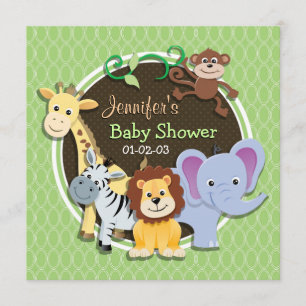Schattige Oerwouden Baby shower; Heldergroene oval Kaart