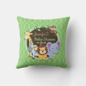 Schattige Oerwouden Baby shower; Heldergroene oval Kussen (Achterkant)