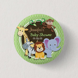 Schattige Oerwouden Baby shower; Heldergroene oval Ronde Button 3,2 Cm