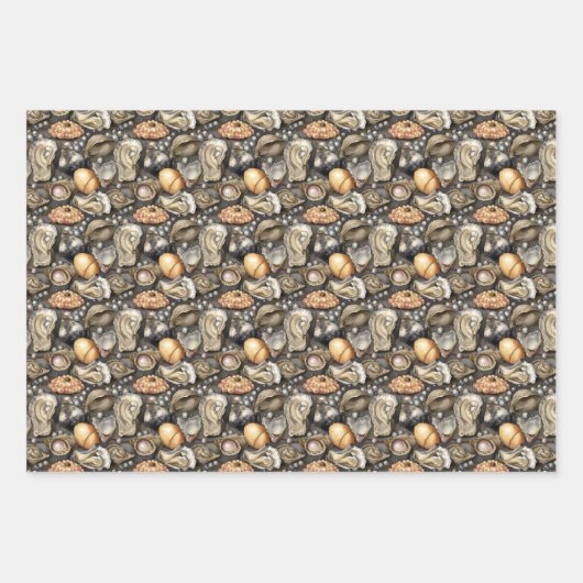 schattige oester schept parels getild inpakpapier vel (Voorkant 2)