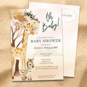 Schattige Oh Baby Boy Safari Baby shower Kaart