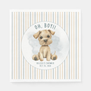 Schattige Oh Boy Puppy Blauw Baby shower Servet