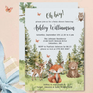 Schattige Oh Boy Woodland Animals Greenery Baby sh Kaart
