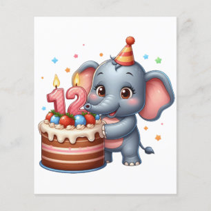 Schattige Olifant 12e Verjaardag Flyer