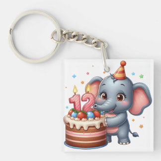 Schattige olifant 12e verjaardag sleutelhanger