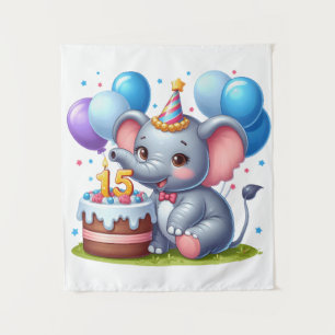 Schattige Olifant 15e Verjaardag Wandkleed