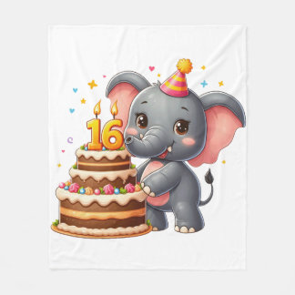 Schattige Olifant 16e Verjaardag Fleece Deken