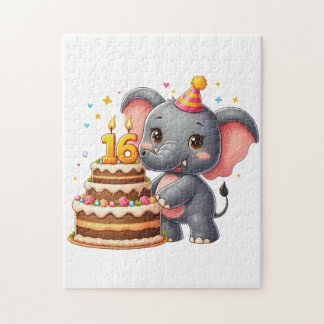Schattige Olifant 16e Verjaardag Legpuzzel