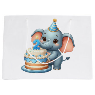 Schattige Olifant 2e Verjaardag Groot Cadeauzakje