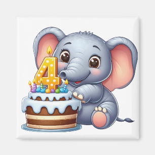 Schattige Olifant 4e Verjaardag Magneet
