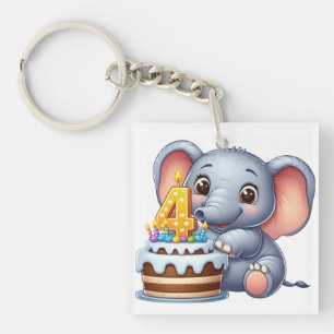 Schattige Olifant 4e Verjaardag Sleutelhanger