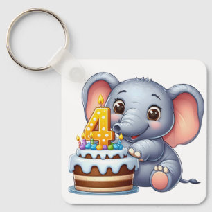 Schattige Olifant 4e Verjaardag Sleutelhanger