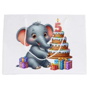 Schattige Olifant 5e Verjaardag Groot Cadeauzakje