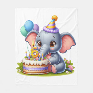 Schattige Olifant 6de Verjaardag Fleece Deken