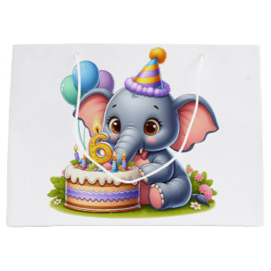 Schattige Olifant 6de Verjaardag Groot Cadeauzakje