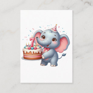 Schattige Olifant 7e Verjaardag Contactkaartje