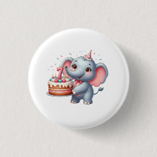 Schattige Olifant 7e Verjaardag Ronde Button 3,2 Cm