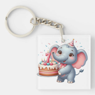 Schattige Olifant 7e Verjaardag Sleutelhanger