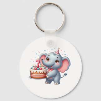 Schattige Olifant 7e Verjaardag Sleutelhanger