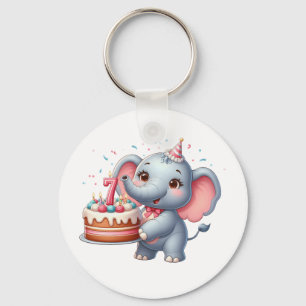 Schattige Olifant 7e Verjaardag Sleutelhanger