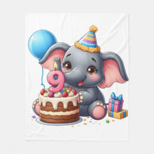 Schattige Olifant 9e Verjaardag Fleece Deken