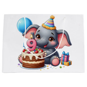 Schattige Olifant 9e Verjaardag Groot Cadeauzakje