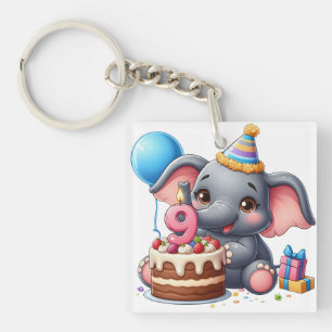 Schattige Olifant 9e Verjaardag Sleutelhanger