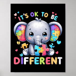 Schattige Olifant Autisme Bewustzijn Het Is Ok Om Poster
