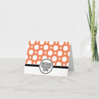 Schattige Olifant custom Sinaasappel Polka Dot Kaa Bedankkaart