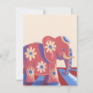 Schattige olifant felicitaties pastelkleuren briefkaart