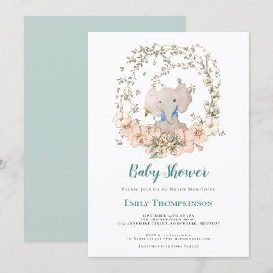 Schattige Olifant Foliage Boy Baby shower Kaart