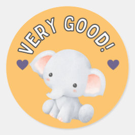 Schattige Olifant Goed Werk Studenten Voortgangspr Ronde Sticker
